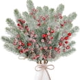 thumbnail image 2 of Decoración navideña con flores artificiales, ramas de piña, bayas rojas heladas, plantas, coronas navideñas, suministros para bricolaje, decoración navideña para el hogar, 2 of 5