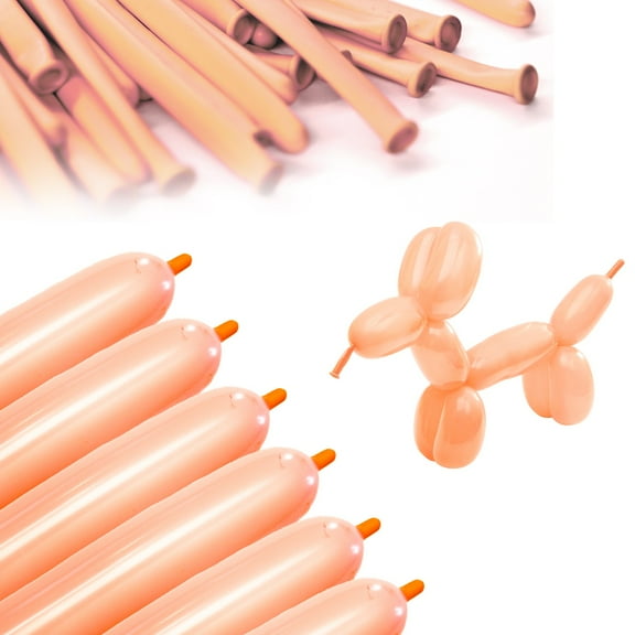 Clownatex 260 Long Twisting Blush Balloons (100 pcs) for Balloon Animals, Latex Twisting Animal Shape Modeling Long Magic Balloons for Kids Party, Clowns, Birthdays, Weddings