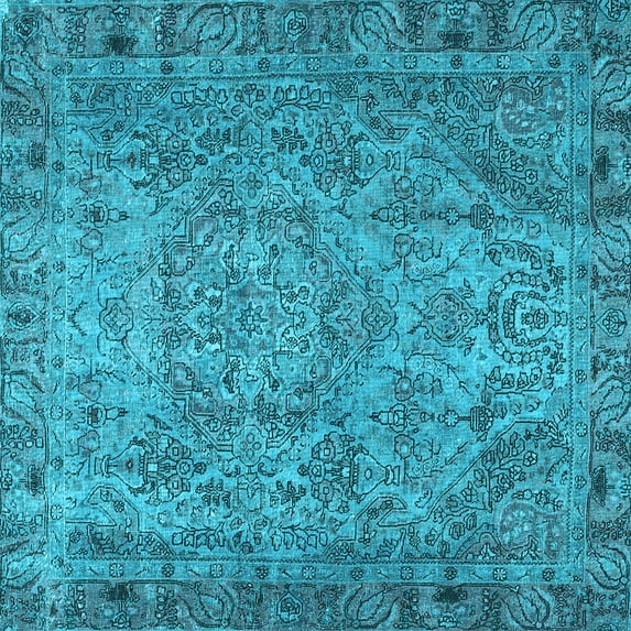 Ahgly Company Indoor Square Persian Light Blue Traditional Area Rugs, 8' Square