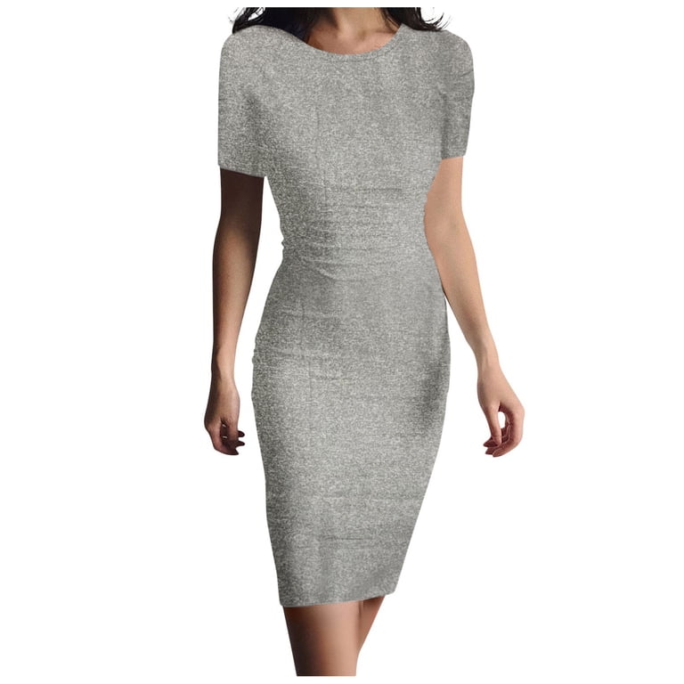grey bodycon t shirt dress Women'S Short Sleeve Ruched Casual Sundress Midi Bodycon T Shirt Dress Wine red XL