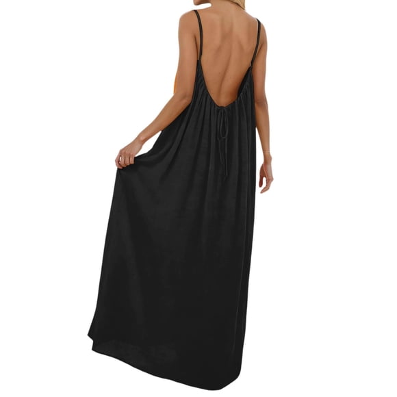 longantii Womens Summer Casual Sleeveless Backless Cami Dress for Beach 2025 Vacation Black XL