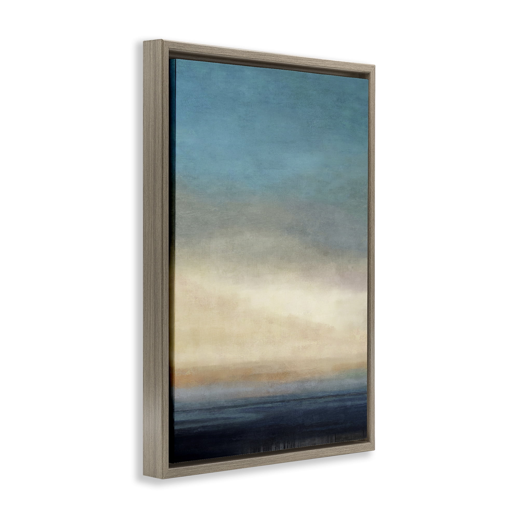 Stupell Industries Deep Blue Ocean Abstract Coastal Painting Brown Floater Framed Canvas Art Print Wall Art, 21 x 31