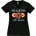 thumbnail image 3 of Inktastic Life is Better with Donuts Women's Plus Size V-Neck T-Shirt, 3 of 5