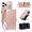 Rose gold, variant on For iPhone 17e/16e RFID Blocking Wallet Case, Magnetic Flip Cover Card Holder & Bills Slot, Soft PU Leather With Detachable Shoulder Strap And Wrist Strap,Black,For iPhone 17e/16e