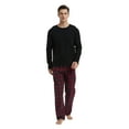 thumbnail image 4 of GLOBAL S S Conjunto de Pijama de Pantalón de Franela y Playera de Manga Larga para Hombre 100% Algodón a Cuadros Burdeo, 4 of 6