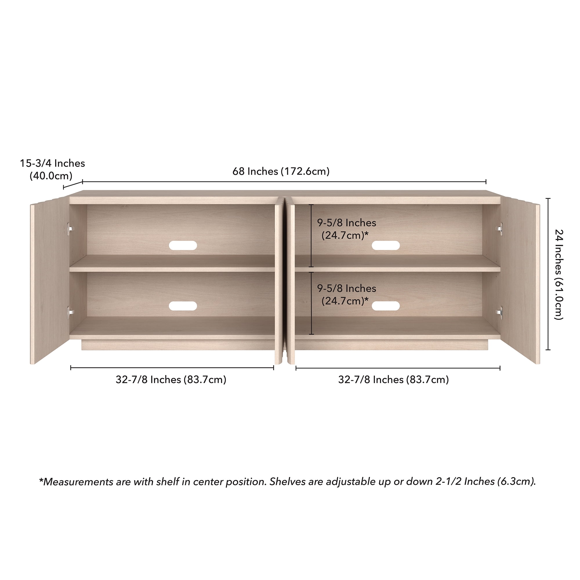 Evelyn&Zoe Molly Rectangular Fluted TV Stand for TV's up to 75" in Alder White