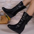 thumbnail image 2 of WAVSUF Women's Wide Calf Boots Anti Slip Arch Support Pointed Toe Fall Faux Leather Wedge Boots Black 9, 2 of 6