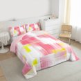 thumbnail image 3 of Manfei Modern Abstract Art Queen Comforter Set,Oil Painting Bedding Sets,Pink Yellow White Bedding Comforter Set For Girls,Breathable Home Decor Reversible,3 Pieces, 3 of 8