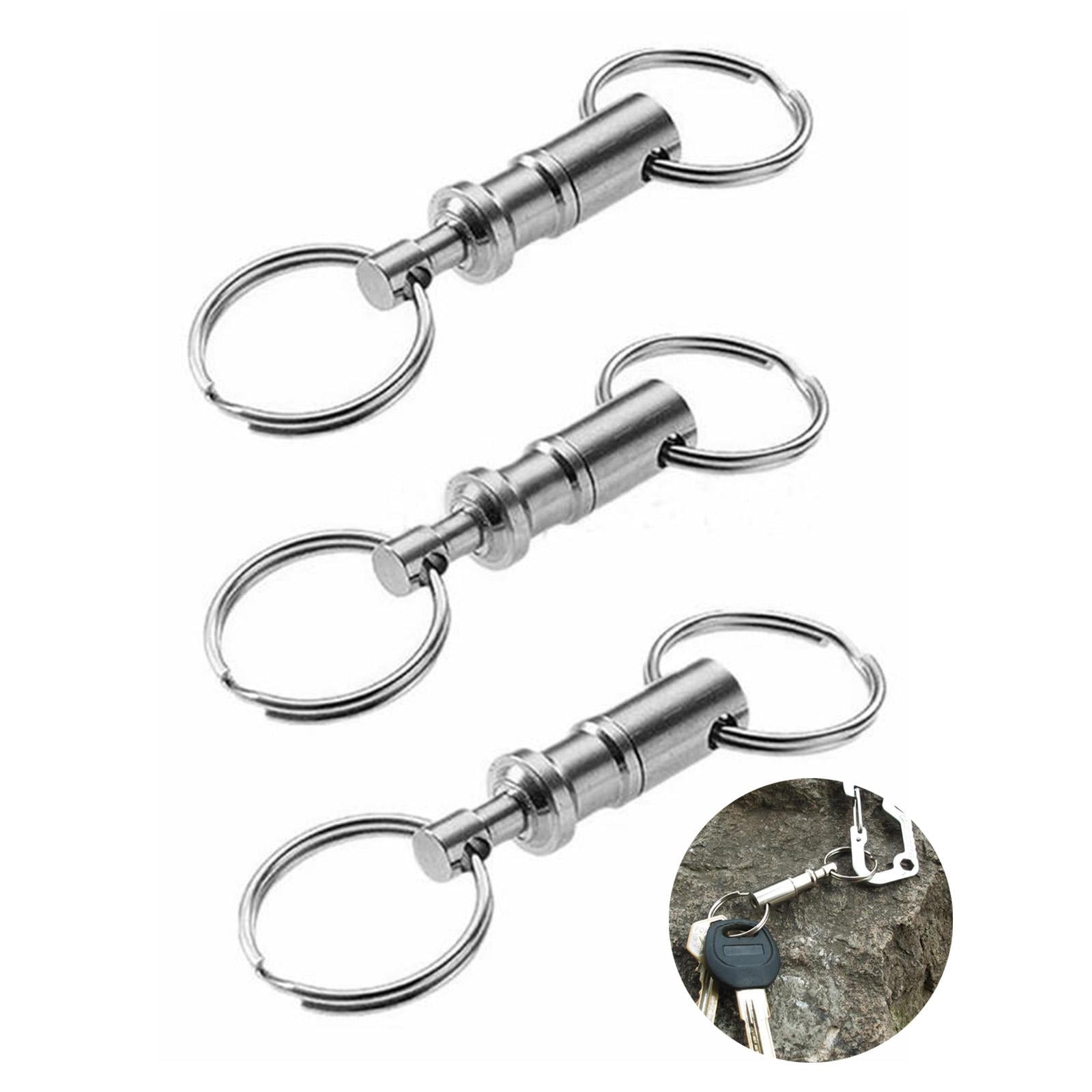 3 Pcs Quick Release Detachable Keychain Dual Pull Apart Key Chain Spring Split Snap Separate Double Key Ring Lock Valet Keys Flashlights DIY Crafts Accessories Silver Walmart