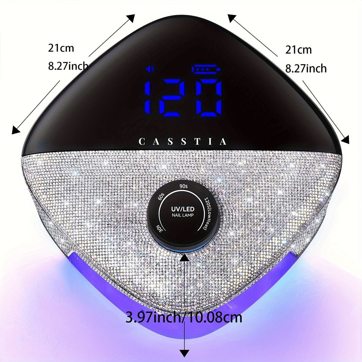 Rechargeable UV Lamp for nails,Casstia 54W Shiny Cordless UV LED nail Lamp, Gel UV Nail lamp Low heat nail dryer, knob control and mood lamp design, nail curing lamp for fast drying gel polish