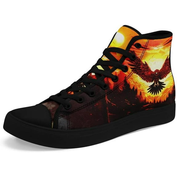 Coolcustomize Unisex Skull High Tops for Women Cool Design Black Canvas Shoes Classic Lace Up Fashion Sneakers Streetwear