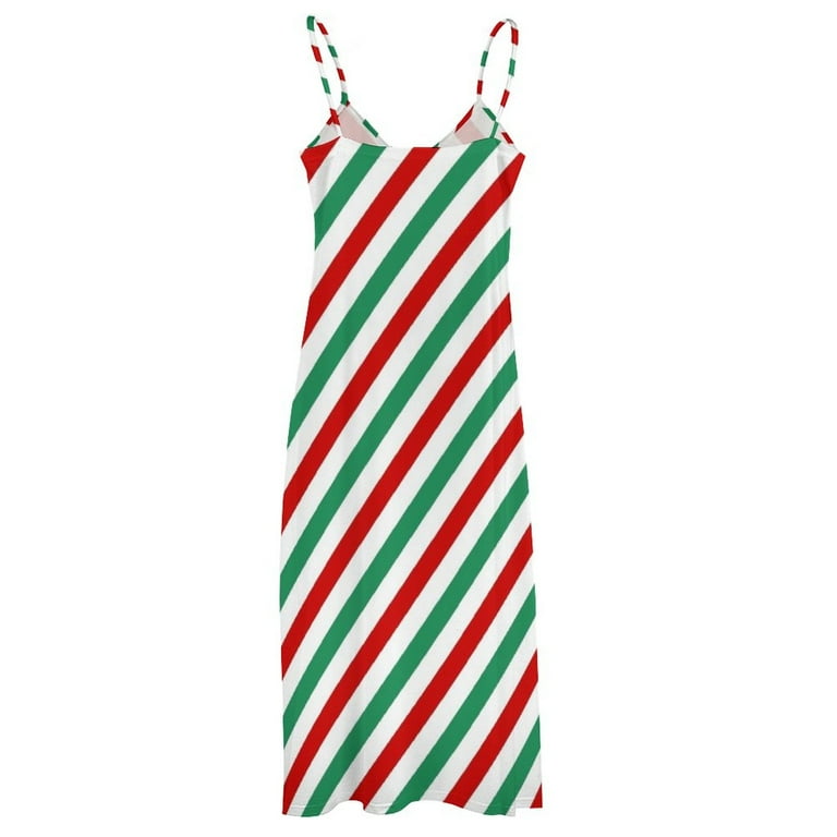 Candycane Red and Green Sleeveless Dress Women's summer suit elegant  women's sets Clothing female elegant dress - Walmart.com