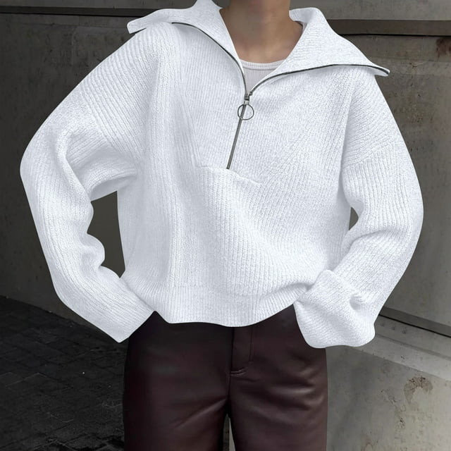 Taylonsss Chandail à Col Montant à Manches Longues pour Femmes avec Fermeture Éclair, Mode Hiver Chaud