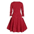thumbnail image 3 of Holloyiver Christmas Women's Solid Color Dress Button V-Neck Long SleeveHair Collar S-2XL, 3 of 5