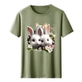 thumbnail image 4 of Tops de Cuello Alto para las Mujeres Amante Impreso Camiseta Cuello Redondo Manga Corta, Poliéster Spandex, 4 of 7