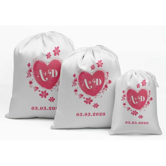 Darling Souvenir White Heart Wedding Favor Custom Party Supplies Favor Bags Jewelry Pouches 15 Pieces