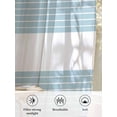 thumbnail image 6 of Sheer Curtains 72 Inches Long 2 Panels Set for Bedroom, Haze Blue Aqua Stripe Semi Sheer Curtains for Windows, Modern Art Horizontal Striped Voile Window Treatments Rod Pocket Curtain, 6 of 7
