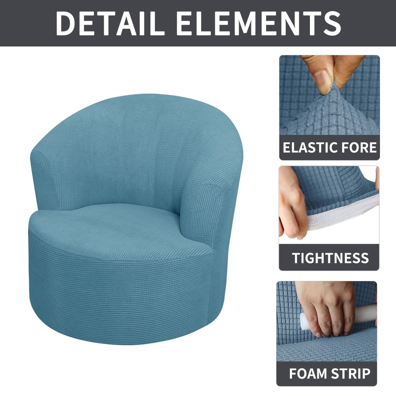 Round Club Swivel Barrel Chair Cover Modern Accent Round Club Armchair Slipcover Soft Stretch Chair Covers for Living Room,Barrel Chair Cover,Stretch Swivel Chair Slipcover Soft Barrel Sofa Cover