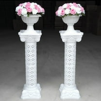 HOMEMAXS White Retro Plastic Roman Pillar Vase for Wedding Decor with Stable Base and Elegant Design 14.5 Inches