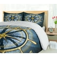 thumbnail image 5 of Ambesonne Compass Duvet Cover Sets, Yellow Navigation, 2-King, Yellow Navy Blue, 5 of 7