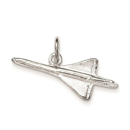 925 Sterling Silver Polished Airplane 3-D Charm Pendant