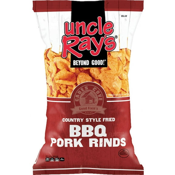 Uncle Ray's BBQ Pork Rinds, 2.29 oz (Pack of 12)