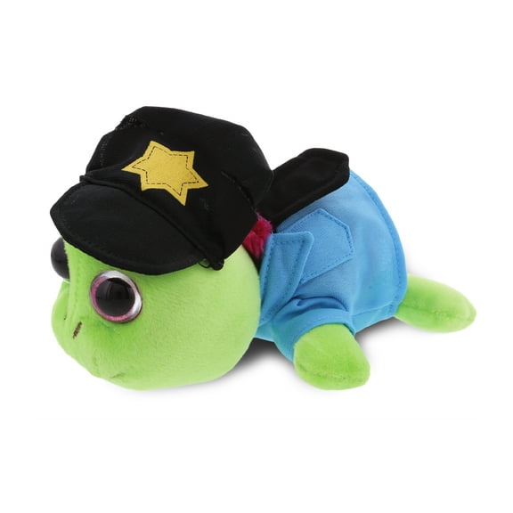 DolliBu Pink Shell Sea Turtle Police Officer Plush Toy - Big Eye Turtle Cop Stuffed Animal Dress Up with Cute Cop Uniform & Cap Outfit - 6" Inches