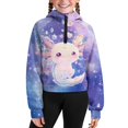 thumbnail image 5 of Chaqlin Galaxy Cute Axolotl Quarter Zip Up Sweatshirts for Kids with Pocket Oversize Plus Size Cozy Sweatshirt for Camping Fishing Weekend Size 13-14, 5 of 7