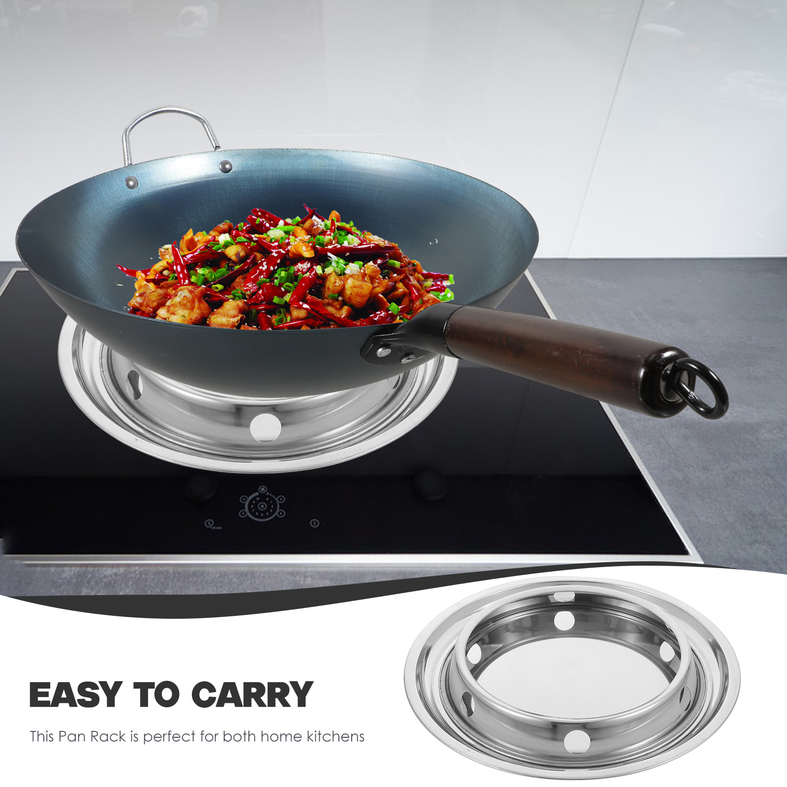 Wok Stand Pot Stand Countertop Pan Rack Support Ring Multi-function Wok Rack Stainless Steel 27.00X27.00X3.00CM