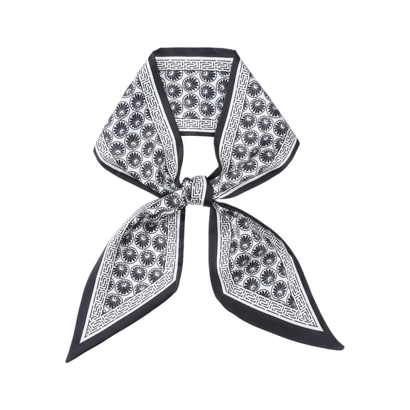 INSPIRE CHIC Women's Paisley Pattern Skinny Long Scarves, Floral Satin Silky Ribbon Hair Band Neckerchief Neck Scarf 37.4x3.5" White