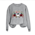 thumbnail image 5 of asdoklhq Festive Long Sleeve Pullover Women's Round Neck Christmas Printed Sweatshirt Long Sleeved Top Sweatshirt Gray XS, 5 of 7