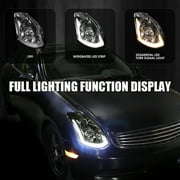 مصابيح أمامية لجهاز عرض الدخان Spec-D Tuning مع شريط LED متسلسل متوافق مع مجموعة المصابيح الأمامية اليسرى + اليمنى لسيارة Infiniti G35 كوبيه 2003-2007