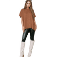 thumbnail image 2 of Women'S Loose Dropped Shoulder Short Sleeve Pullover Sweater Camel M, 2 of 9