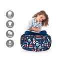 thumbnail image 2 of Anchor Storage Toy Bag Chair, Nautical Arrangement with Ship Captain Boats Helm and Compass, Stuffed Animal Organizer Washable Bag, Small Size, Vermilion Pale Blue, by Ambesonne, 2 of 3