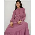 thumbnail image 5 of Textured Long Sleeve Crew Neck Maxi Dress, 5 of 7