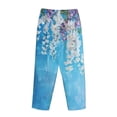 thumbnail image 7 of Fotbe Hanging Orchids Floral Blue Women's Pajama Pants,Sleepwear Pants,Pj Bottoms Drawstring And Pockets-Large, 7 of 7