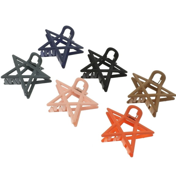 WHAMVOX  6 Pcs Star Claw Clip for Women Large Assorted Color Hair Clips Women's