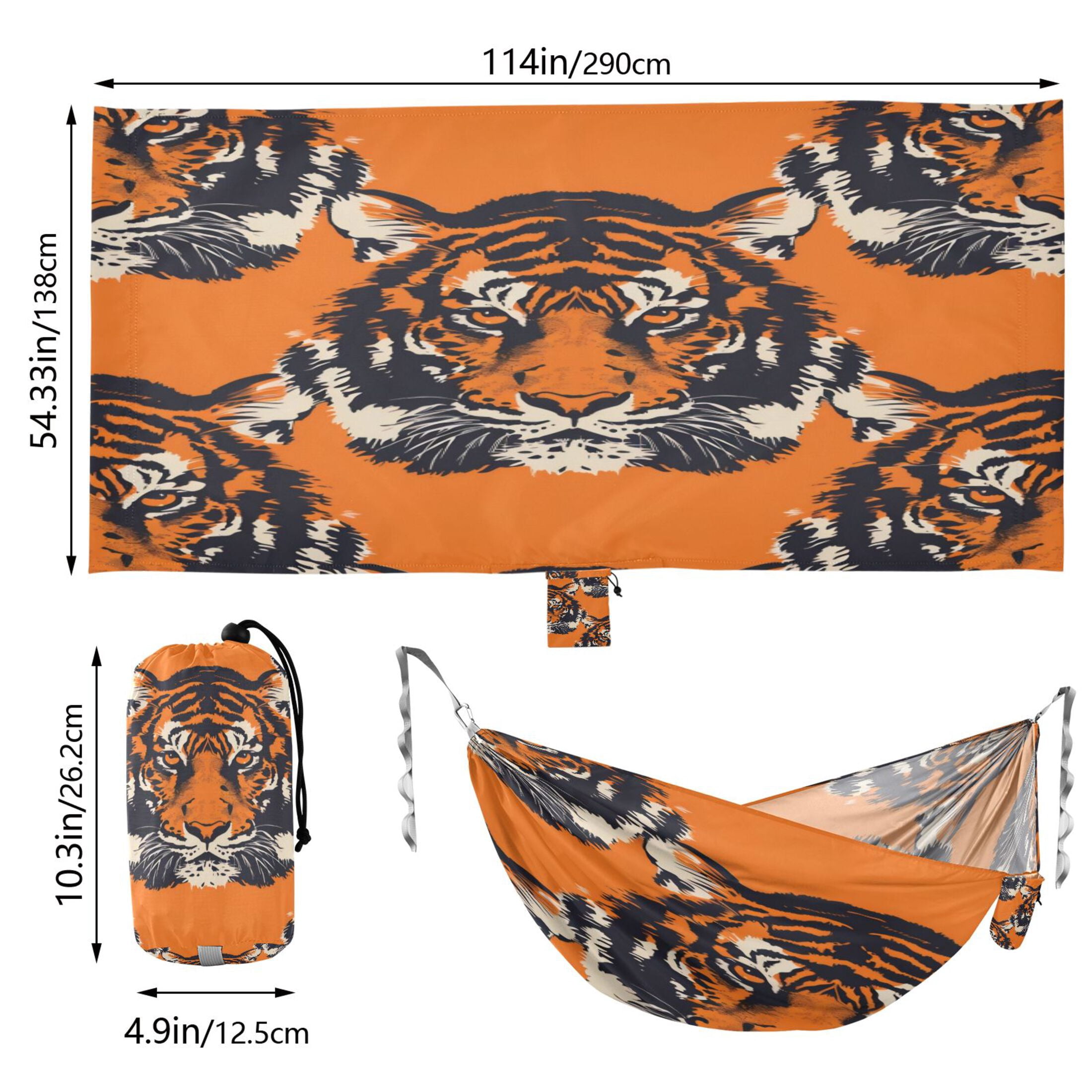 Hammock Camping Hammock Nylon Portable Hammock Travel Camping Hammock Orange Tiger Seamless