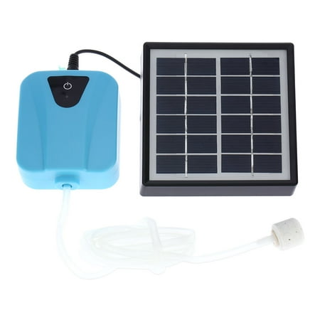 Air Stone Pond Solar Powered/DC Charging Oxygenator Water Oxygen Pump Pond Aerator with 1 Air Stone Aquarium Airpump 2L/min ()