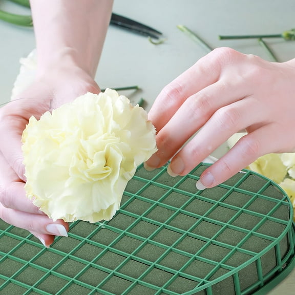 WEUVEB 1Pc Green Flower Mud Bowl with Suction Cup for Wedding Decoration and Floral Arrangements