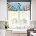 thumbnail image 3 of Blue Coastal Seahorse Kitchen Valances for Windows 60x18 Inch Kitchen Curtains Valances Rod Pocket Summer Beach Starfish Botanical Bathroom Window Valances for Window Treatment Decor, 3 of 6