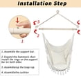 thumbnail image 6 of Hammock Chair Hanging Rope Swing, Hammock Chair Swing with Detachable Support Bar, 2 Seat Cushions & Carry Bag, Hanging Swing Chair for Home Bedroom Patio Deck Yard Garden, Support up 330 lbs, B021, 6 of 10