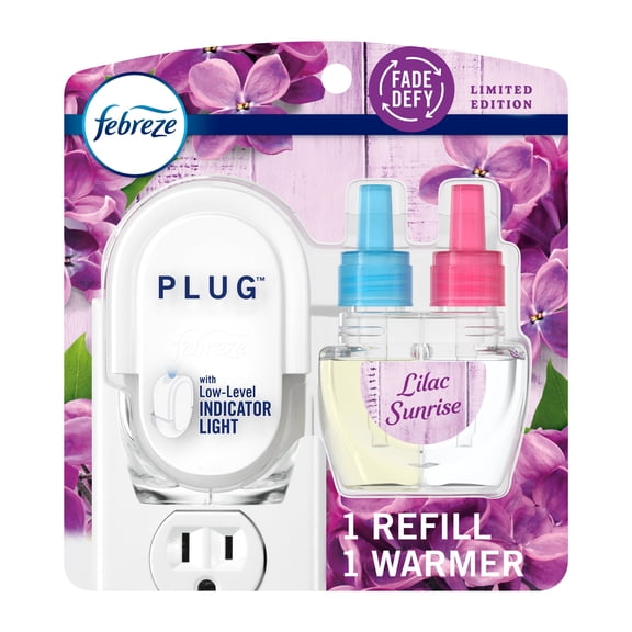 Febreze Plug In Air Freshener Scented Oil Kit Lilac Sunrise Warmer 1 Refill