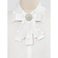 thumbnail image 2 of INSPIRE CHIC Broche de cinta preatado para mujeres con lazo de fiesta y cuentas en blanco, 2 of 5