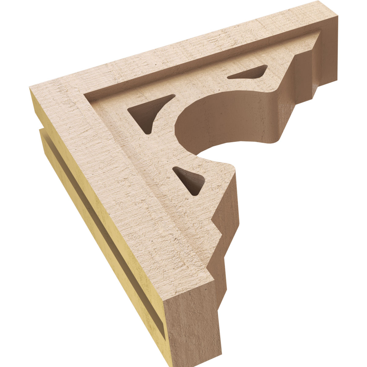 4"W x 16"D x 16"H Thin Sheridan Rough Cedar Woodgrain TimberThane Corbel, Primed Tan