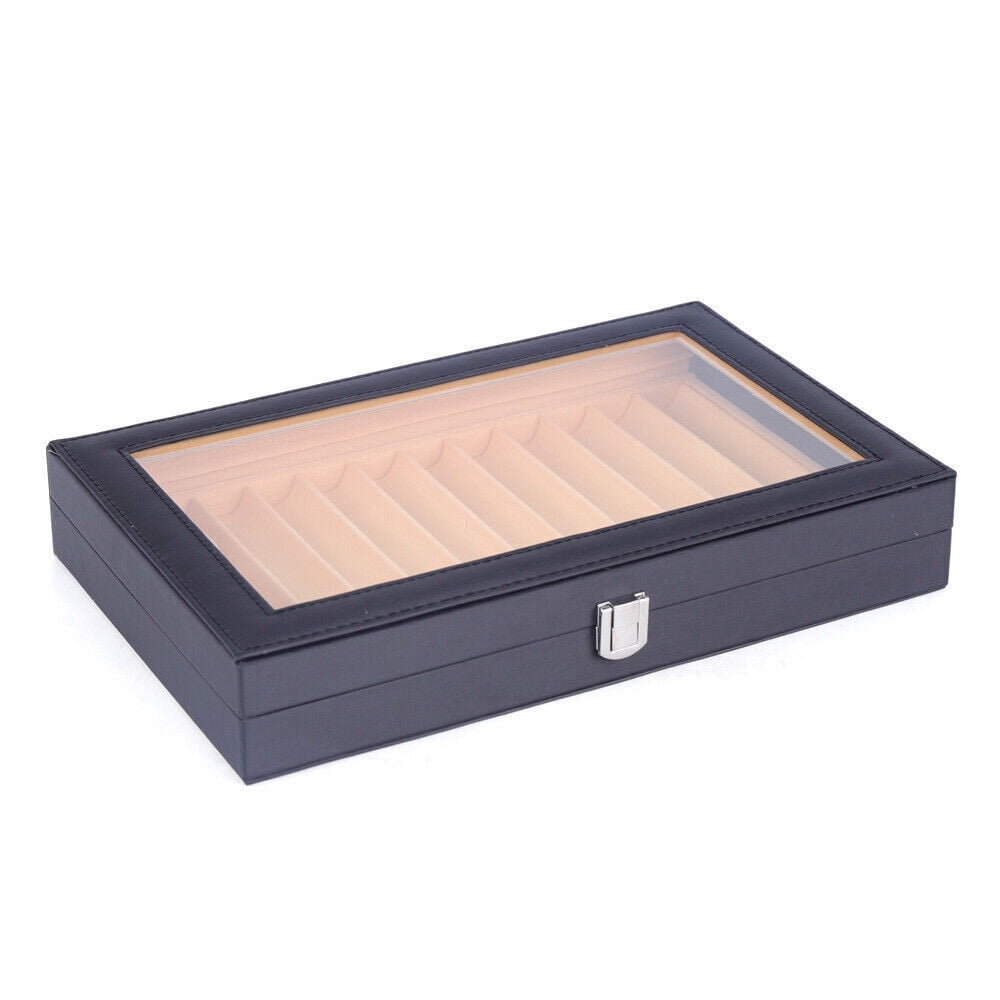 12 Slots Pen Case Black Fountain Pen Display, Wood Pen Box Storage Collector Box Organizer