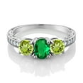 thumbnail image 2 of Gem Stone King 1.82 Ct Oval Green Nano Emerald Green Peridot 925 Sterling Silver Moissanite Ring (Size 5), 2 of 4