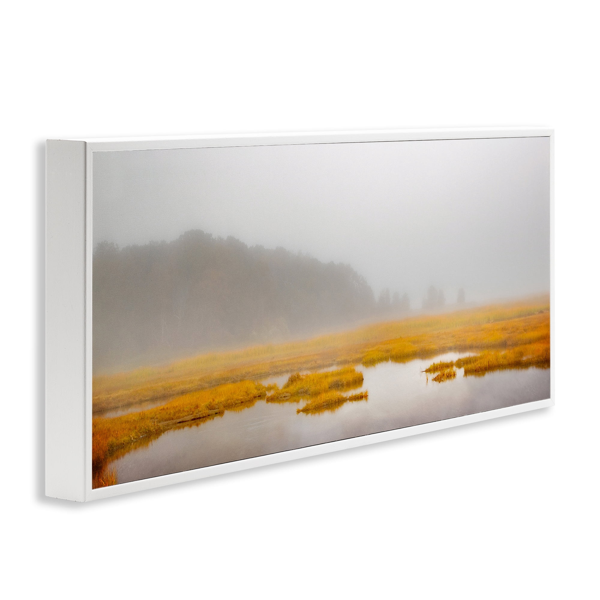 Stupell Industries Flooded Marshland Landscape Landscape Photography White Framed Art Print Wall Art, 24 x 10