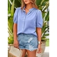 thumbnail image 4 of PRETTYGARDEN Women's Summer Button Down Shirts Short Lantern Sleeve V Neck Cotton Cute Dressy Casual Ladies Tops Blouses, 4 of 6