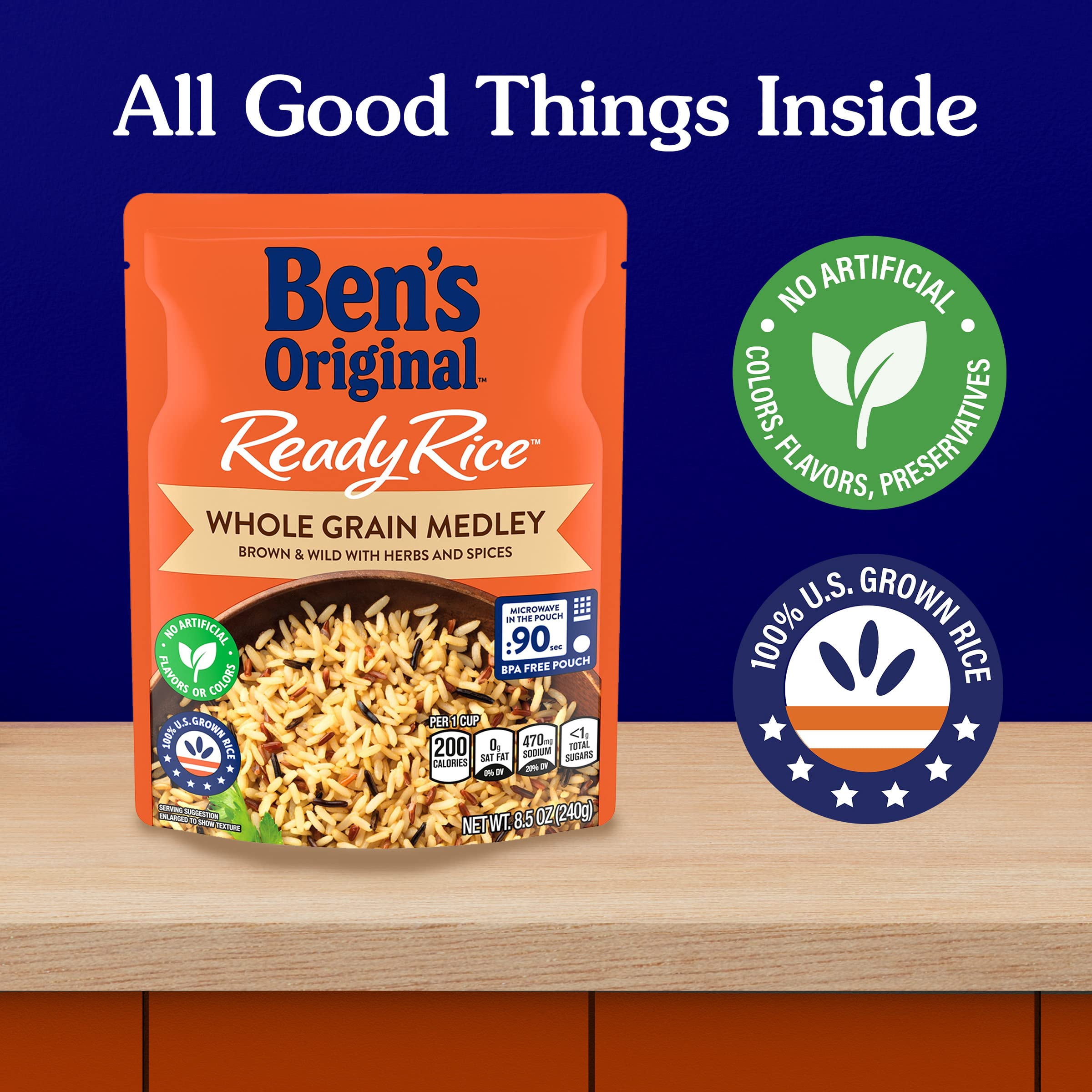 Ben S Original™ Ready Rice™ Whole Grain Medley  Brown & Wild  8.5 Oz. Pouch (Pack of 10)